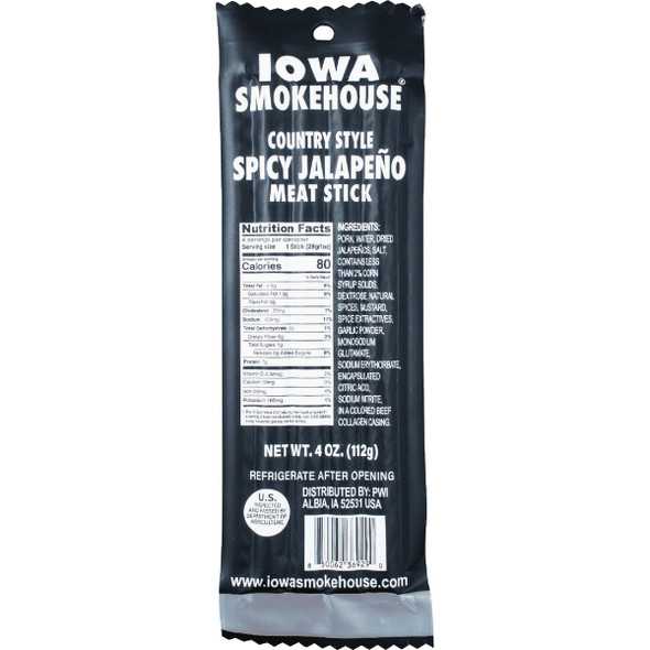 Iowa Smokehouse 4 Oz. Jalapeno Meat Sticks IS-4CSSP Pack of 12