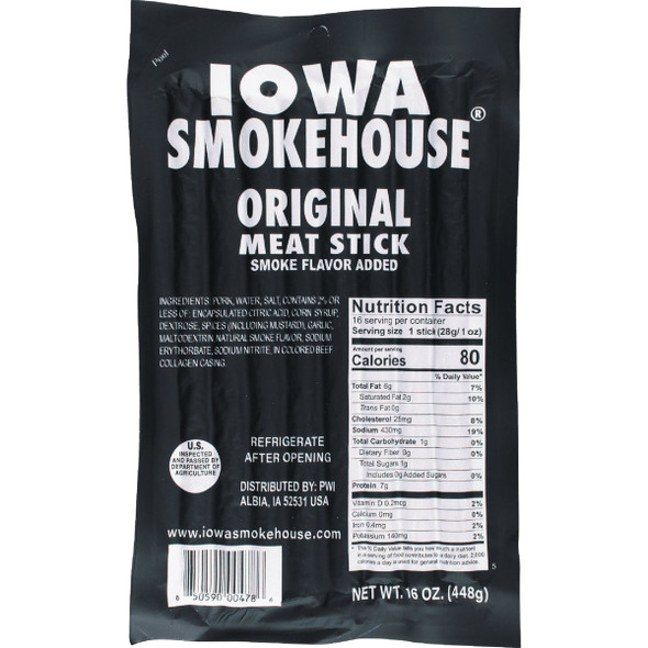 Iowa Smokehouse 16 Oz. Original Meat Sticks IS-16MSN Pack of 10