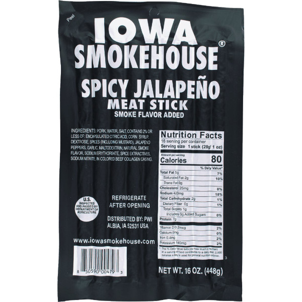 Iowa Smokehouse 16 Oz. Spicy Jalapeno Meat Sticks IS-16MSSP Pack of 10