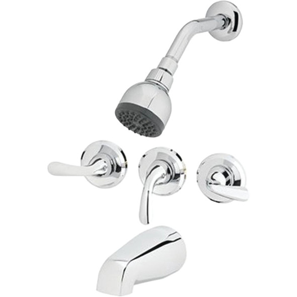 Homepointe Shower Faucet, Non-Pressure Balancing, 3-Handle, Chrome 179914