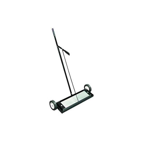 Magnetic Floor Sweeper, 6 lb, Aluminum/Rubber/Steel, 24 in W, 48 in Handle