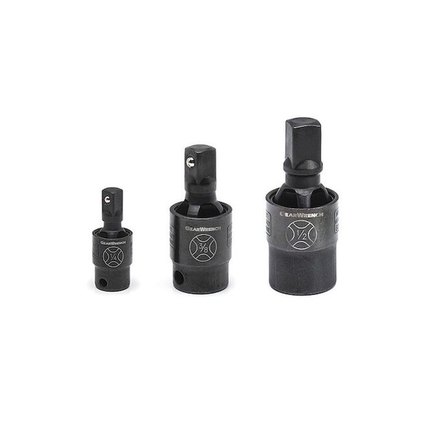 3 Piece 1/4", 3/8" & 1/2" Drive X-Core Pinless Impact Universal Joint Set