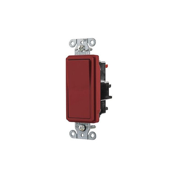 Hubbell Wall Switch, 1 hp, Rocker, 20 A, Red DS120STR