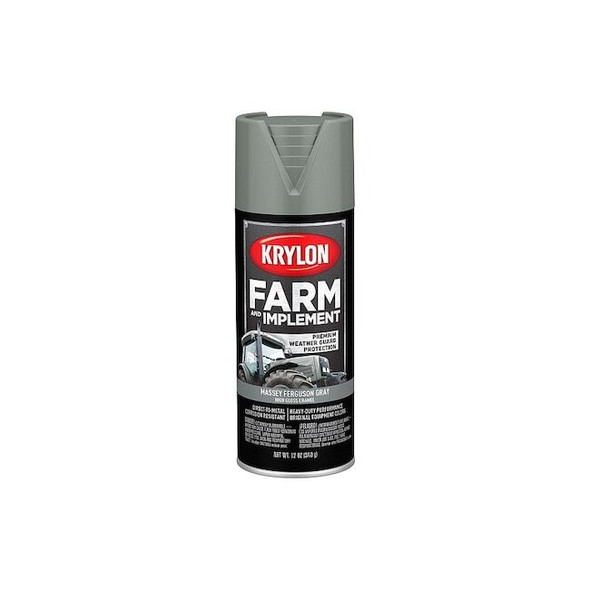 Krylon Spray Paint, Massey Ferguson Gray, High-Gloss, Solvent, 12 oz K01938008