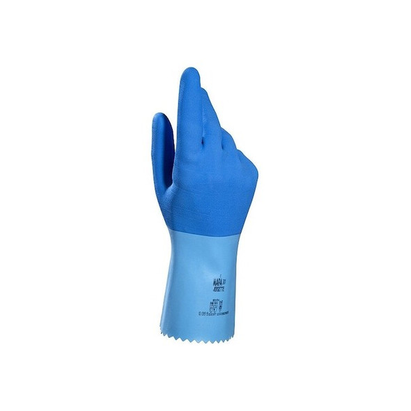 Knit lined natural rubber 12", PR 1, Natural Rubber, 12 in L, 45 mil, Blue, 1 PR
