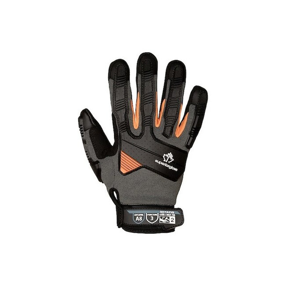 Superior Glove Mechanics Style Gloves,Gray,3XL,PR MXTAXVB-3XL