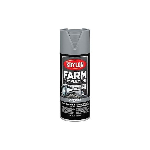 Farm + Implement Spray Primer, 12 oz . Gray, 12 oz, Aerosol Can, Flat