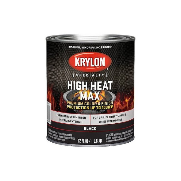 Krylon High Heat Max Paint, Black, 1 Quart, Satin, Black K06400888