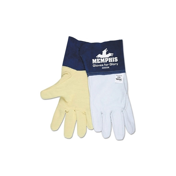 Gloves for Glory, X-Large, Grain Goatskin/Cowhide, White/Blue