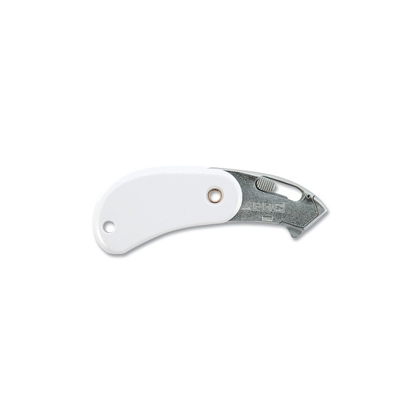 Pocket Safety Knife, PSC2-100, Auto-Retract, Blunt Tip, Carbon Steel, White