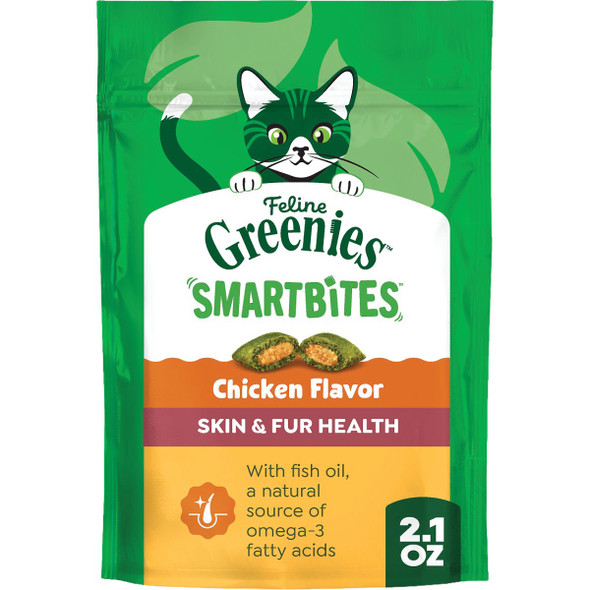 Greenies 2.1 Oz. Feline Smartbites Healthy Chicken Flavor Indoor Cat Treats