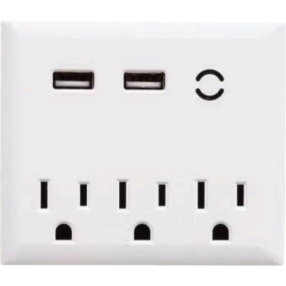 Globe White 3-Outlet Wall Tap Surge Protector 78527