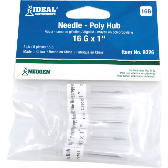 Ideal Instruments 16G x 1 Poly Hub Disposable Needle (5-Pack) 9326
