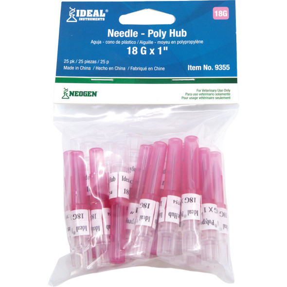 Ideal Instruments 18G x 1 Poly Hub Disposable Needle (25-Pack) 9355