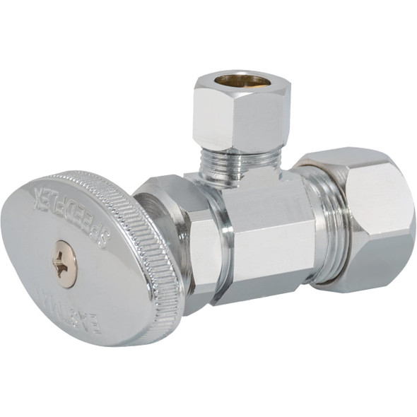SharkBite 1/2 In. Comp x 3/8 In. Comp Multi-Turn Compression Angle Stop Valve