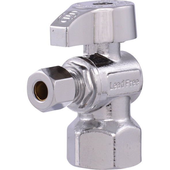 SharkBite 1/4 In. Comp x 1/2 In. FIP Quarter-Turn Iron Angle Stop Valve 10732H