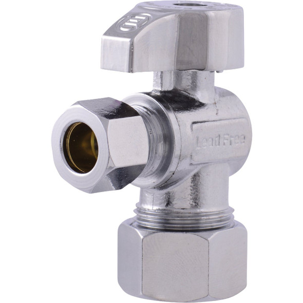 SharkBite 3/8 In. Comp x 1/2 In. Comp Quarter-Turn Compression Angle Stop Valve