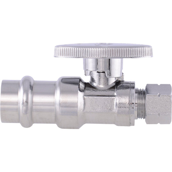 SharkBite 1-2 In. Press x 3-8 In. Comp Quarter-Turn Press Stop Valve 26164H 476604
