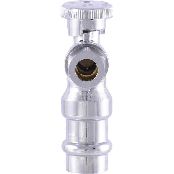 SharkBite 1-2 In. Press x 3-8 In. Comp Quarter-Turn Press Angle Stop Valve 26163H 478065