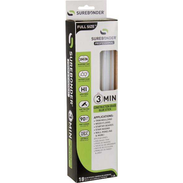 Surebonder 10 In. High Temperature Clear Construction Glue Sticks (18-Pack)
