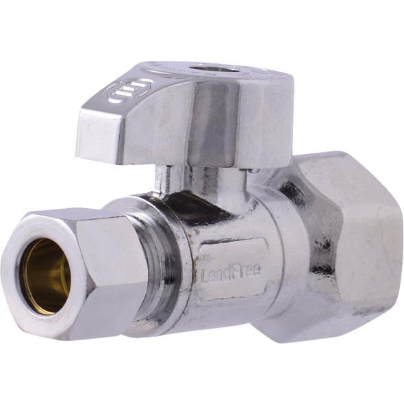 SharkBite 3/8 In. Comp x 1/2 In. FIP Quarter-Turn Iron Straight Stop Valve