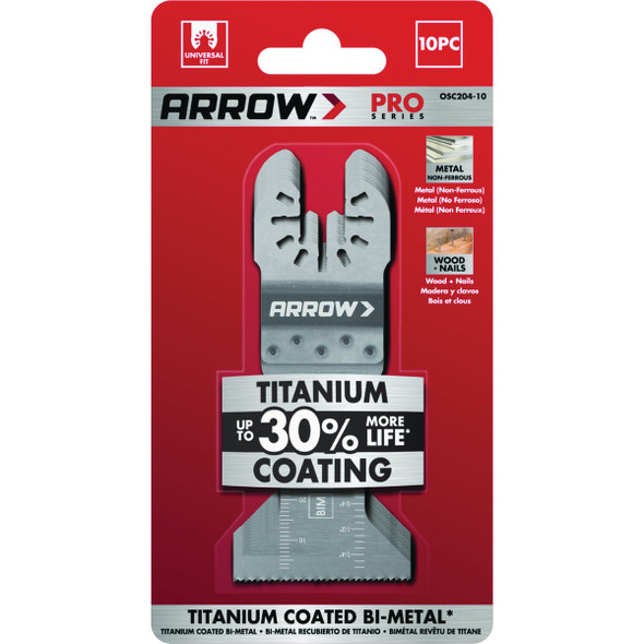 Arrow 1-3-4 In. Titanium Metal Oscillating Blade (10-Pack) OSC204-10 305282