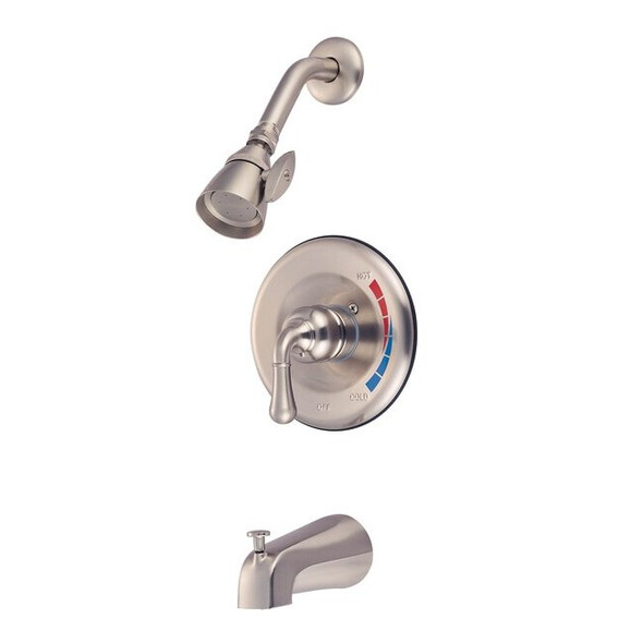 Kingston Brass Tub and Shower Faucet, Brushed Nickel, Wall Mount KB638T