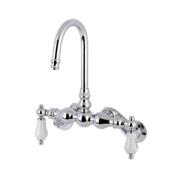 Wall-Mount Clawfoot Tub Faucet, Polished Chrome, Tub Wall Mount