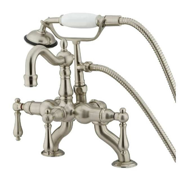Deck-Mount Clawfoot Tub Faucet, Standard, 3-3/8", 2, Deck Mount, Brushed Nickel