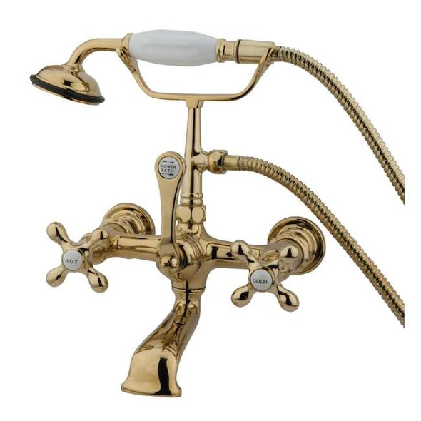 Wall-Mount Clawfoot Tub Faucet, Polished Brass, Tub Wall Mount