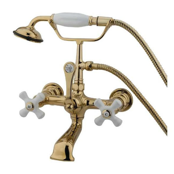 Wall-Mount Clawfoot Tub Faucet, Polished Brass, Tub Wall Mount