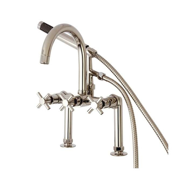 Deck-Mount Clawfoot Tub Faucet, Polished Nickel, Deck Mount
