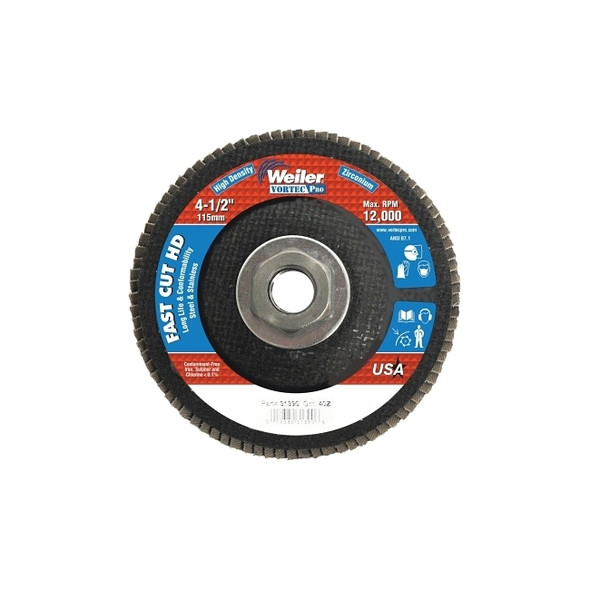 4-1/2" Vortec Pro High Density Abrasive Flap Disc, Flat