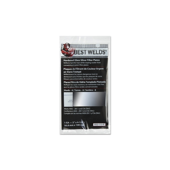 Glass Silver Mirror Filter Plate, Silver/8, 2 in x 4.25 in, Glass