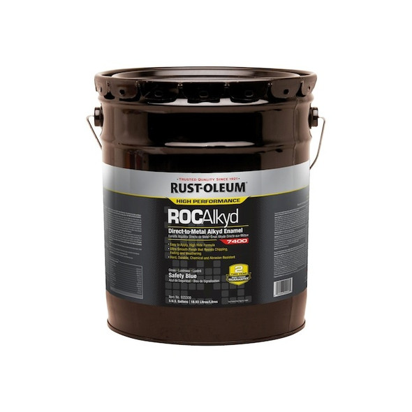 Interior/Exterior Paint, High Gloss, Oil Base, Safety Blue, 5 gal