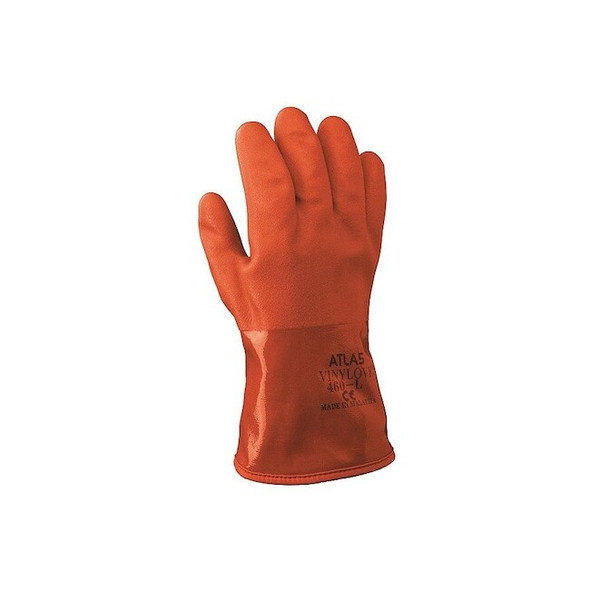 460 Chemical-Resistant Gloves, PVC, 11 3/4 in L, 43.31 mil, Orange, L, 1 PR