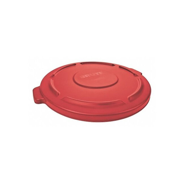 BRUTE(R) 32 gal Lid, Flat Red, Plastic, 0 Openings 22 1/4 in W/Dia