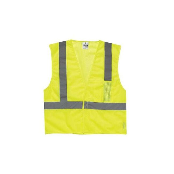 High Visibility Vest 3XL Class 2 ,Hook & Loop 4 Pockets, 1 Mic Tab
