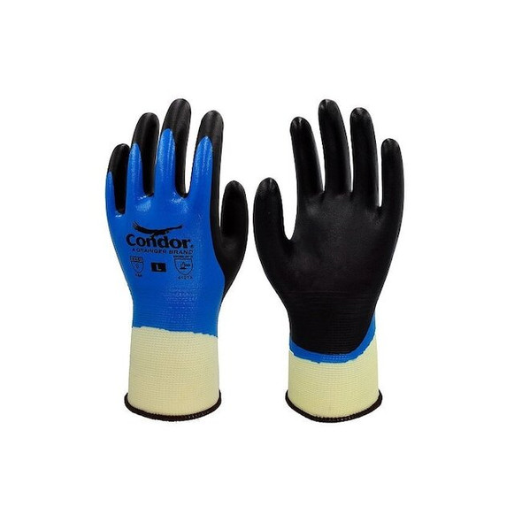 Coated General Purpose Gloves, Nitrile, Foam, Full, 6 Abrasion Level, 1 PR