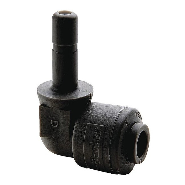 Trueseal Push-Fit Elbow Fitting, 1/2 in Tube Size, PVDF, Black FB8TEU8-HBLK