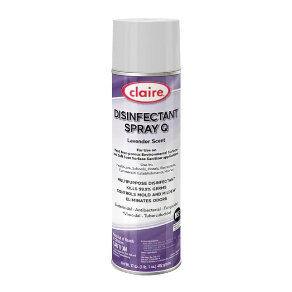 Claire® Disinfectant Spray Q, 17 oz Aerosol, Lavender, 12/Case