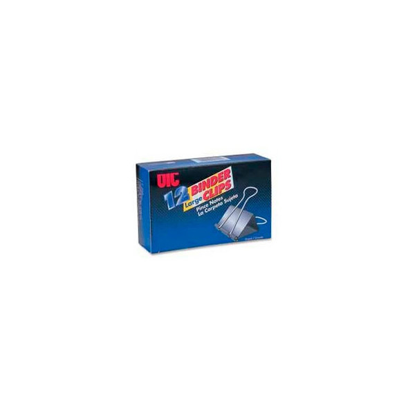 Officemate Binder Clips Large 2"" Width 1"" Capacity Black/Silver 12/Box