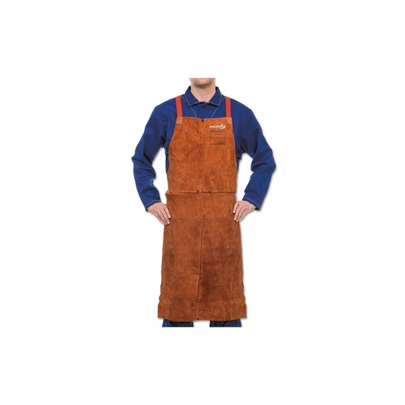 Premium Side Split Cowhide Leather Bib Apron, 24 in W, 36 in L, Lava Brown