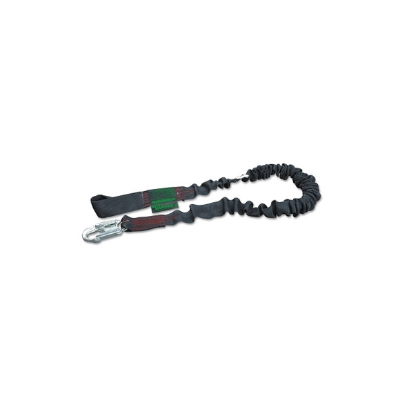 Manyard ll Shock-Absorbing Lanyard, 4ft-6ft, Anchorage Connect, 310lb Cap, Black
