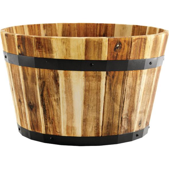 Avera Products 16 In. x 9.5 In. Wood Barrel Planter AWP304160