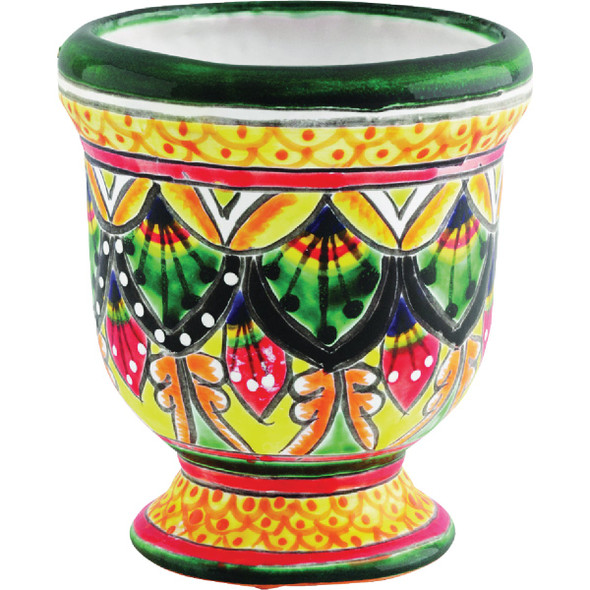 Avera Products 7 In. New Peacock Talavera Pedestal Planter APG039070-04-2096
