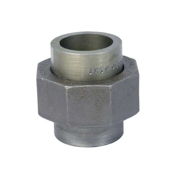Union Union, 1-1/4" Pipe, Socket Weld, Black Forged Steel, Class 3000