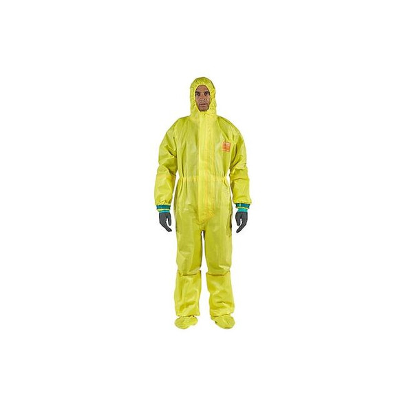 Ansell Hooded Sock Coverall,3XL,Waist,Yellow  30T122 Pack of 6