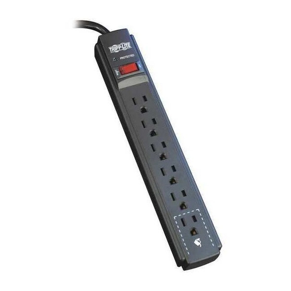 Tripp Lite Outlet Strip, Surge, 5-15R, 5-15P, 15 ft., Black TLP615B