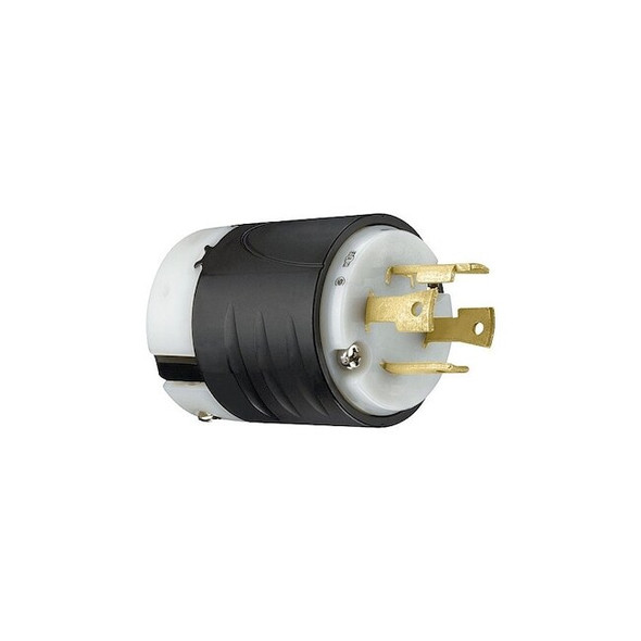 Locking Plug, L14-30P, 30 A, 125/250V AC, 2 Pole, Screw Terminals, Black, White